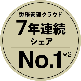 労務管理クラウド 7年連続シェアNo.1 ※2