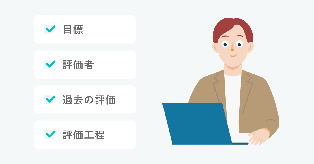 過去の評価・未来の達成目標・評価フローの見える化で、従業員のモチベーションをアップ