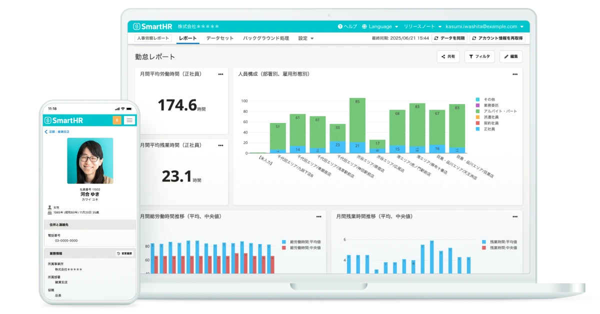 SmartHRの画面イメージ。