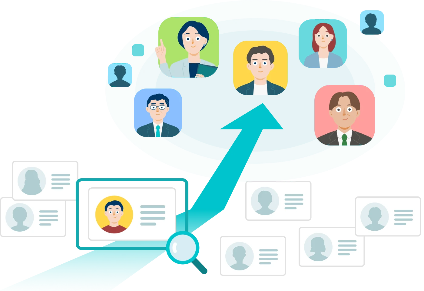 SmartHRで人材を選抜し、育成するイメージ。