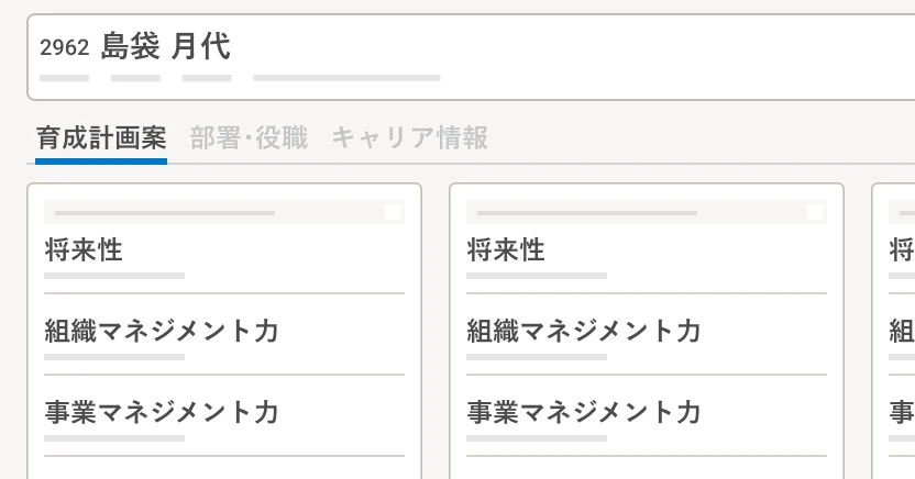 データの型の例。育成計画案や部署・役職、キャリア情報など、議論に必要な情報が集まる。